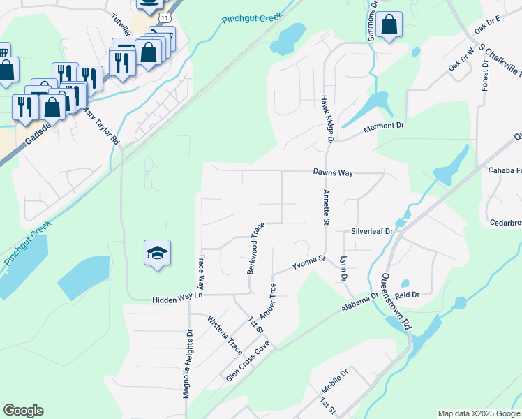 map of restaurants, bars, coffee shops, grocery stores, and more near 3201 Trace Circle in Trussville