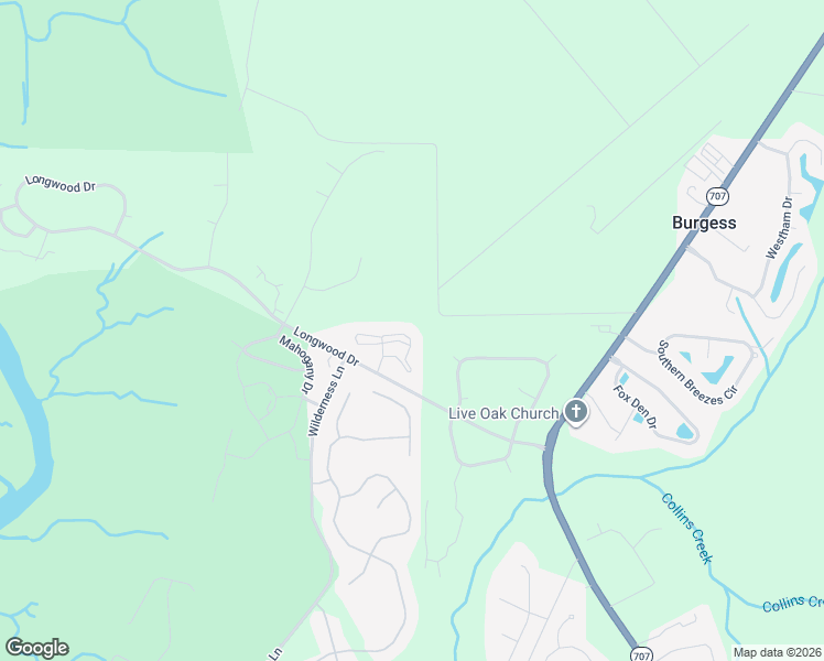 map of restaurants, bars, coffee shops, grocery stores, and more near 5834 Longwood Drive in Murrells Inlet