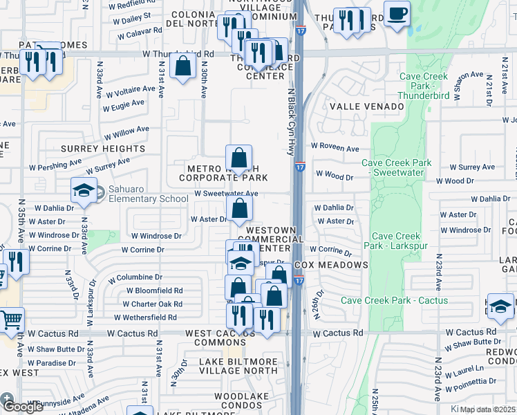 map of restaurants, bars, coffee shops, grocery stores, and more near 12815 North 28th Drive in Phoenix