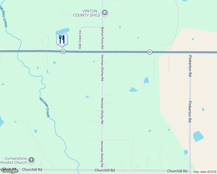 map of restaurants, bars, coffee shops, grocery stores, and more near 414 Herman Shirley Road in West Point