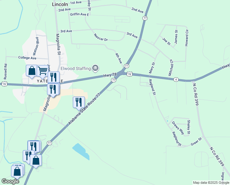 map of restaurants, bars, coffee shops, grocery stores, and more near 18 Highland View Lane in Lincoln