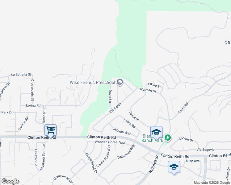 map of restaurants, bars, coffee shops, grocery stores, and more near 35655 Winkler Street in Wildomar