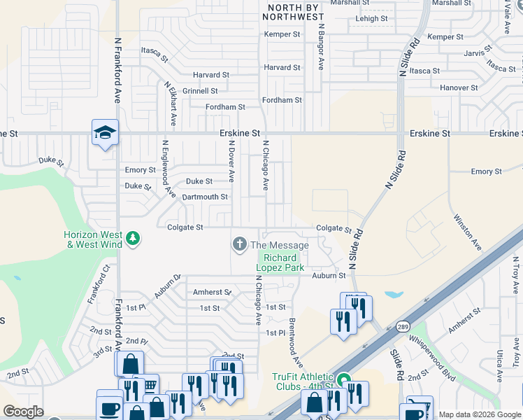 map of restaurants, bars, coffee shops, grocery stores, and more near 309 North Chicago Avenue in Lubbock