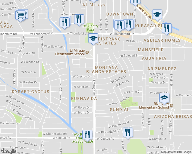 map of restaurants, bars, coffee shops, grocery stores, and more near 13202 North Alto Street in El Mirage