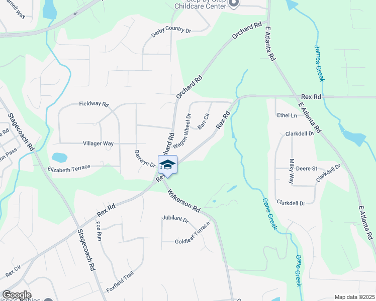 map of restaurants, bars, coffee shops, grocery stores, and more near 4331 Rex Road in Rex