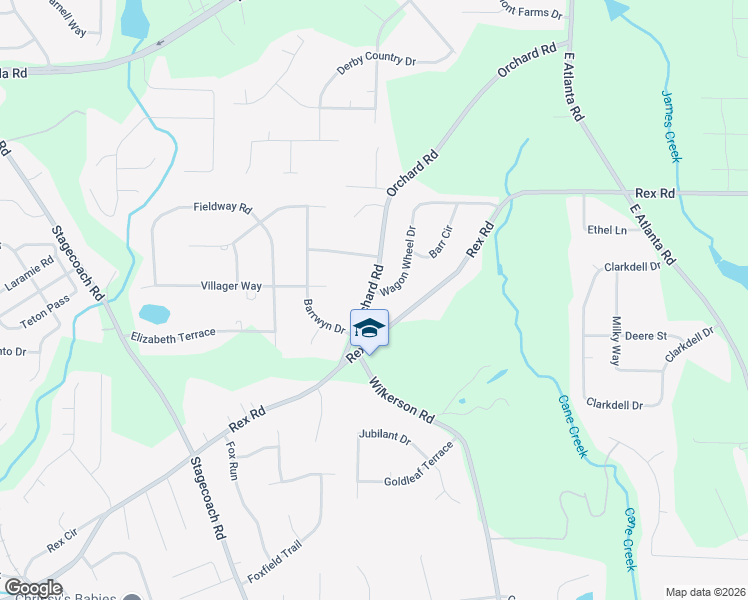 map of restaurants, bars, coffee shops, grocery stores, and more near 237 Wagon Wheel Drive in Rex