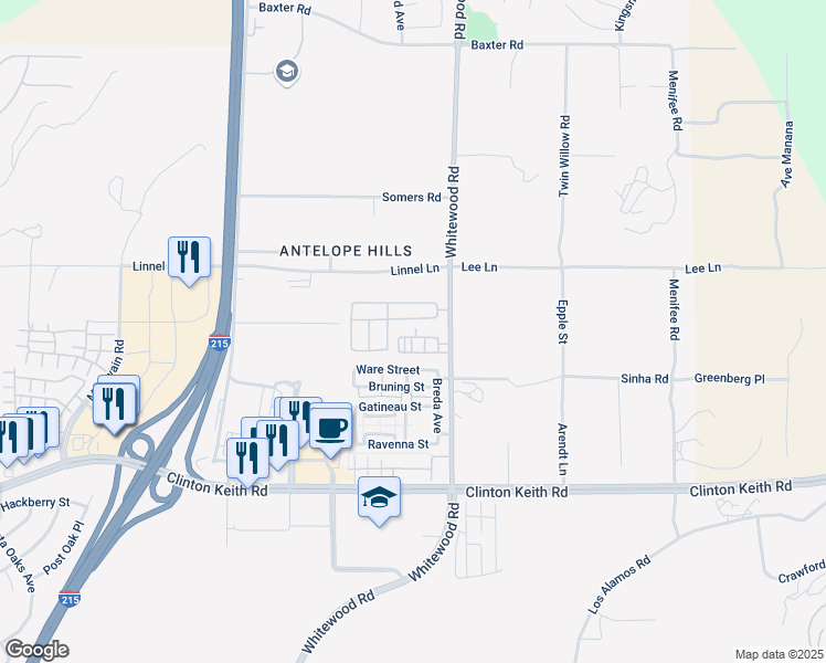 map of restaurants, bars, coffee shops, grocery stores, and more near 28385 Oriole Way in Murrieta