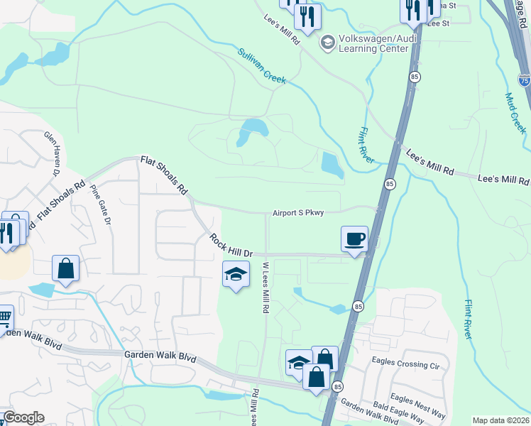 map of restaurants, bars, coffee shops, grocery stores, and more near 691-721 Flat Shoals Road in Atlanta