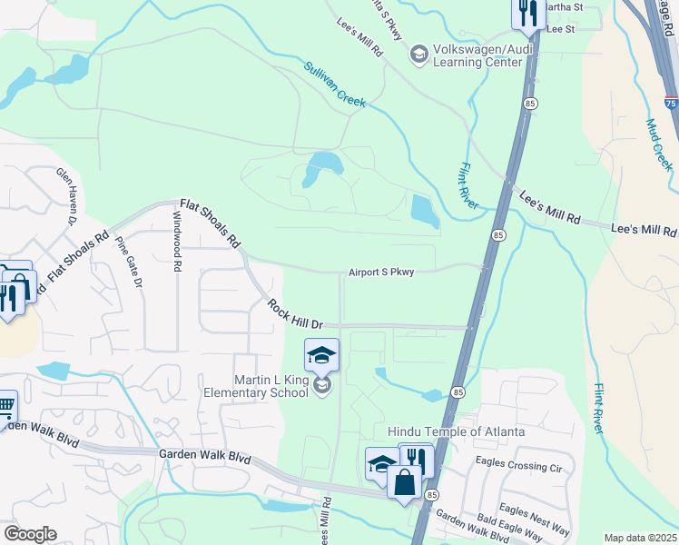 map of restaurants, bars, coffee shops, grocery stores, and more near 691-721 Flat Shoals Road in Atlanta