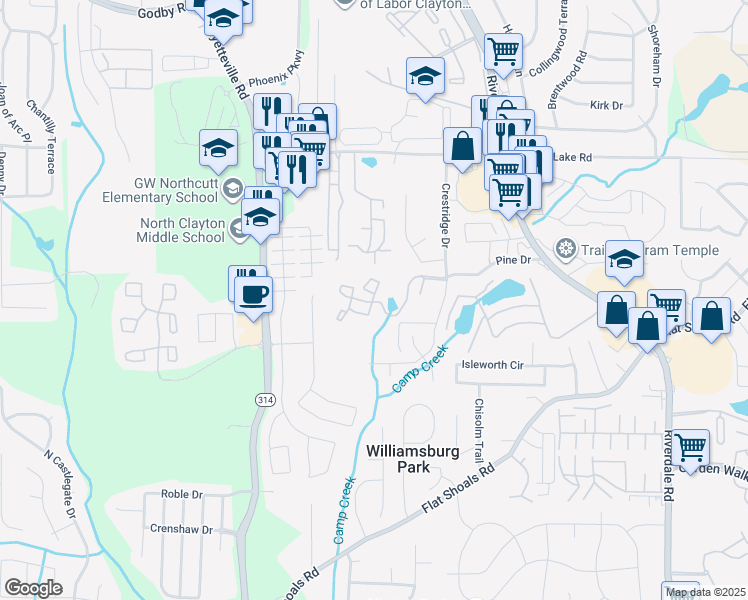 map of restaurants, bars, coffee shops, grocery stores, and more near 1507 Pine Drive in Atlanta