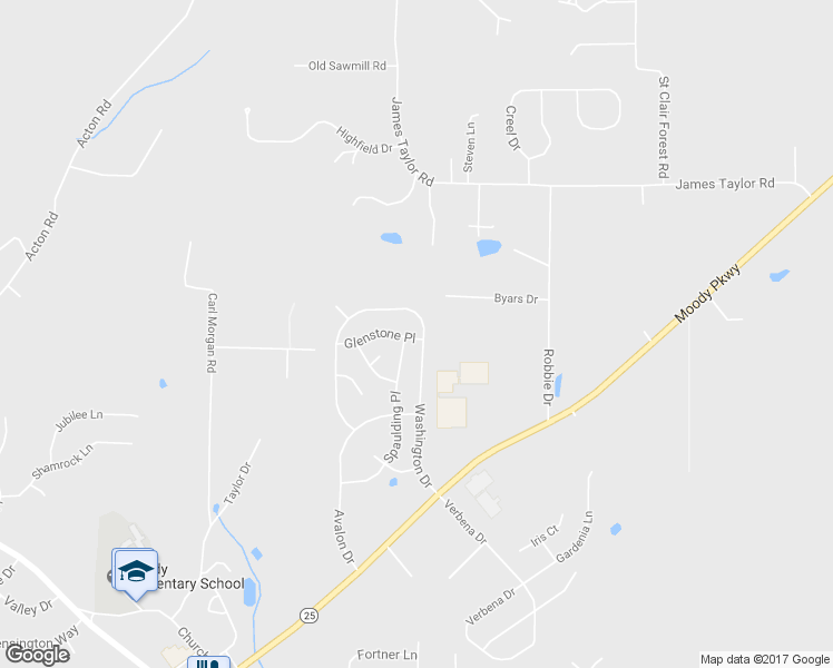 map of restaurants, bars, coffee shops, grocery stores, and more near 1200 Glenstone Pl in Moody