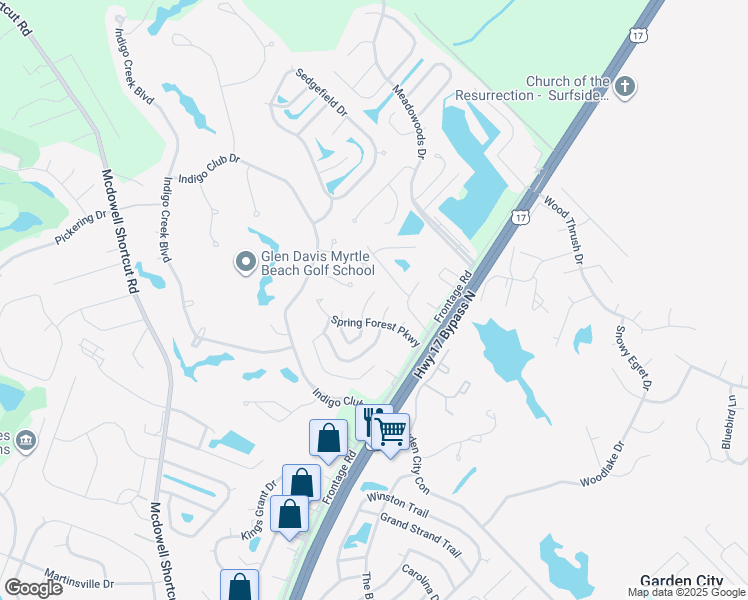 map of restaurants, bars, coffee shops, grocery stores, and more near 1302 Old Palmetto Road in Murrells Inlet