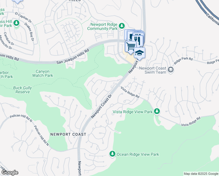 map of restaurants, bars, coffee shops, grocery stores, and more near 11 Torrey Pine Drive in Newport Beach