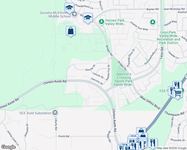 map of restaurants, bars, coffee shops, grocery stores, and more near 30315 Laruns Street in Murrieta