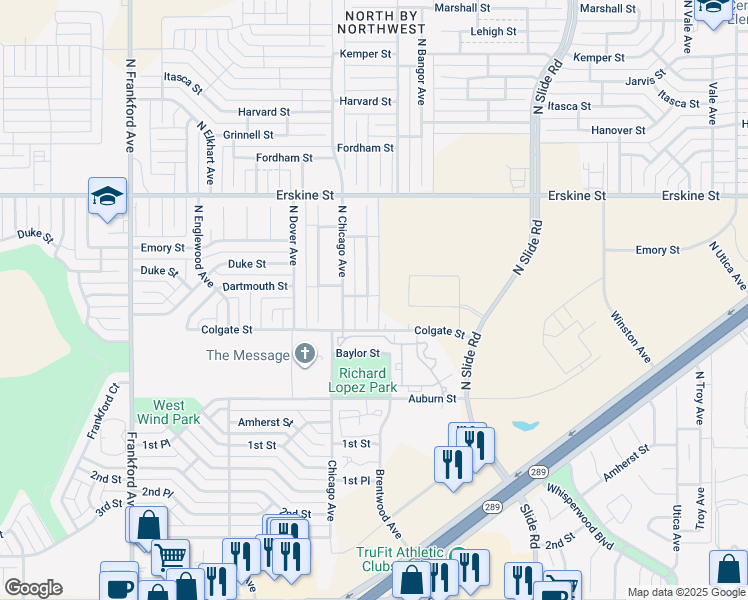 map of restaurants, bars, coffee shops, grocery stores, and more near 312 North Brentwood Avenue in Lubbock