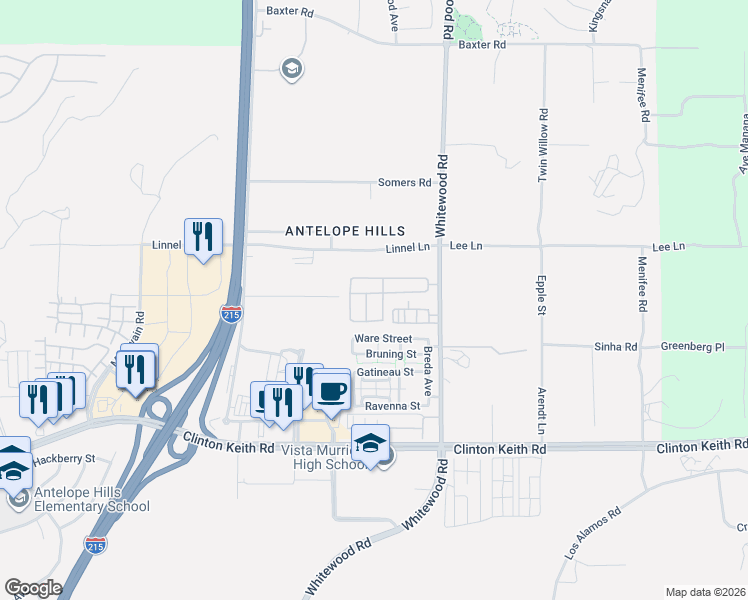 map of restaurants, bars, coffee shops, grocery stores, and more near 35724 Emily Avenue in Murrieta