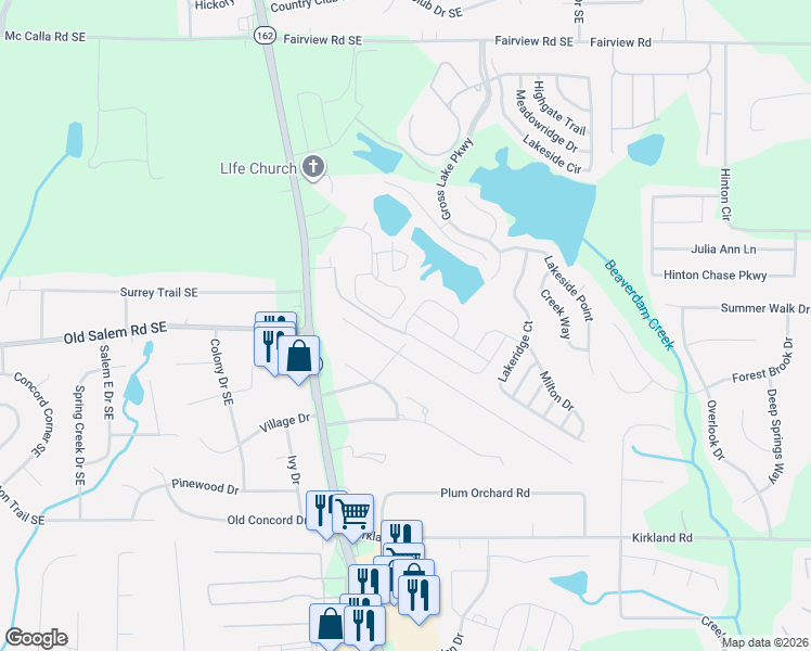 map of restaurants, bars, coffee shops, grocery stores, and more near 465 Barshay Dr in Covington