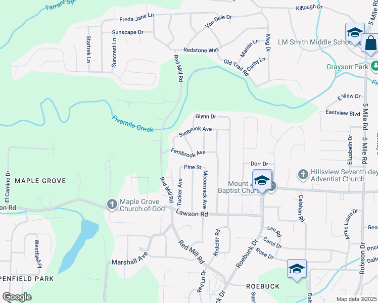map of restaurants, bars, coffee shops, grocery stores, and more near 391 Fernbrook Avenue in Birmingham