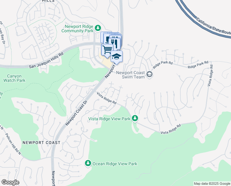 map of restaurants, bars, coffee shops, grocery stores, and more near 1 Tivoli Court in Newport Beach