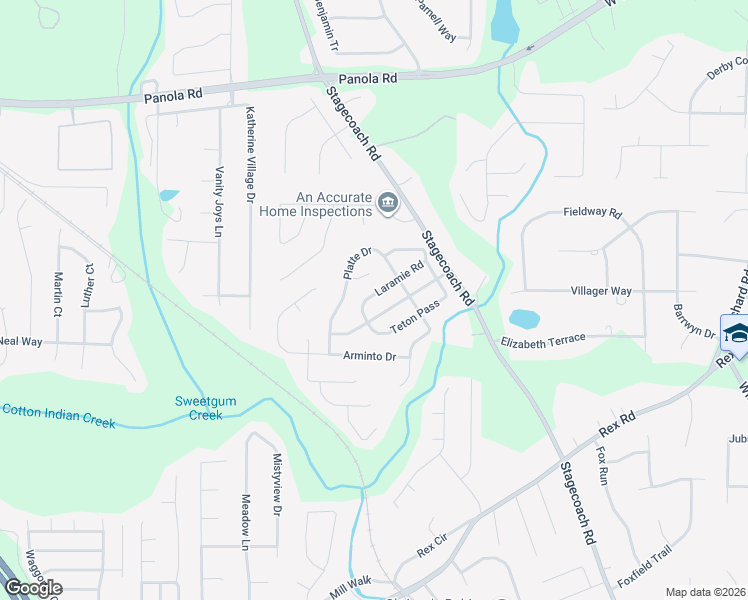 map of restaurants, bars, coffee shops, grocery stores, and more near 3731 Laramie Road in Ellenwood