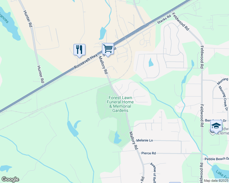 map of restaurants, bars, coffee shops, grocery stores, and more near 5835 Mallory Road in Atlanta