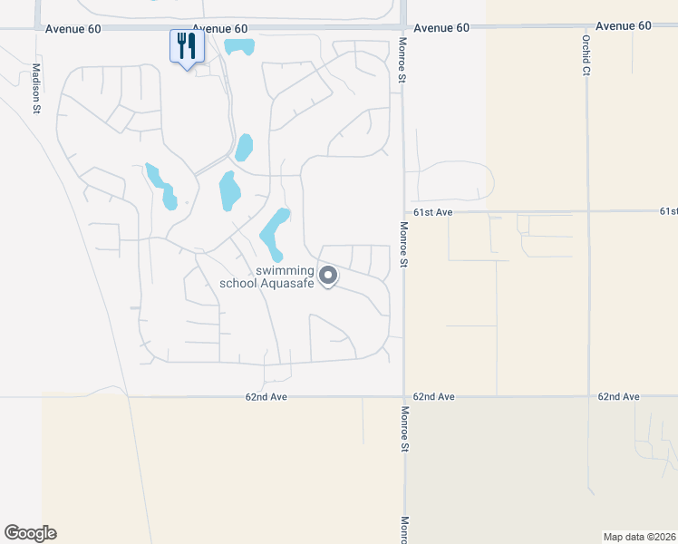map of restaurants, bars, coffee shops, grocery stores, and more near 61275 Fire Barrel Drive in La Quinta