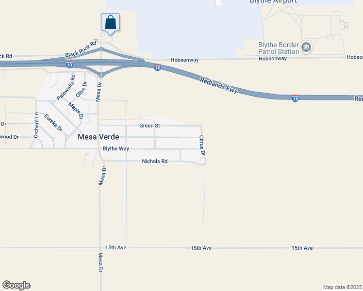 map of restaurants, bars, coffee shops, grocery stores, and more near 17600 Blythe Way in Blythe