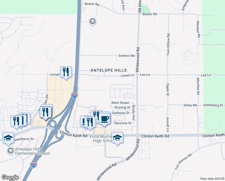 map of restaurants, bars, coffee shops, grocery stores, and more near 35698 Adrienne Street in Murrieta