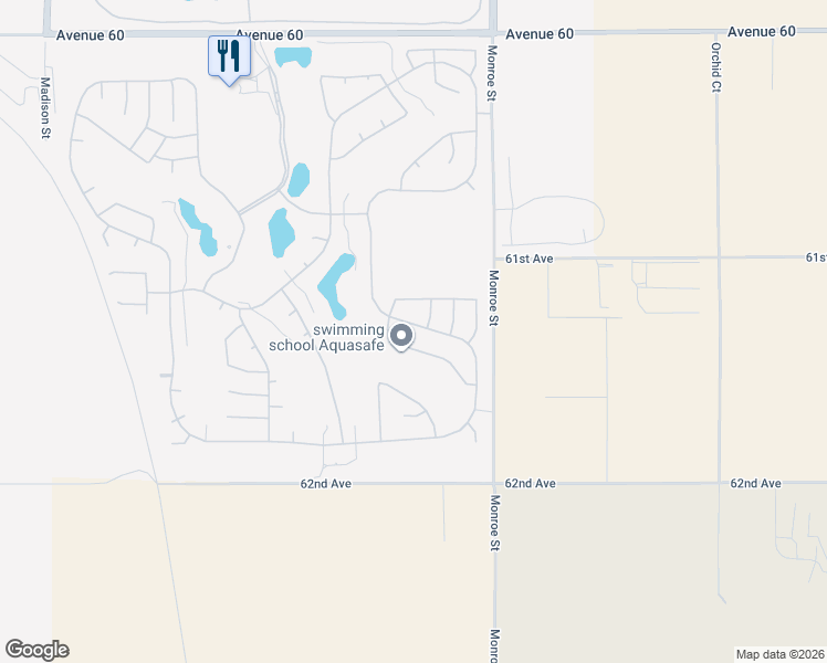 map of restaurants, bars, coffee shops, grocery stores, and more near 61275 Fire Barrel Drive in La Quinta