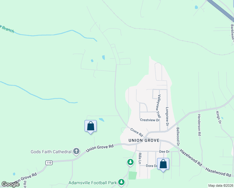 map of restaurants, bars, coffee shops, grocery stores, and more near 5616 Cruce Road in Adamsville