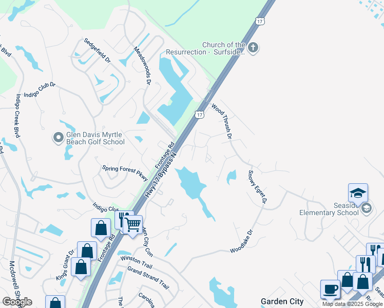 map of restaurants, bars, coffee shops, grocery stores, and more near 2303 Sweetwater Cove in Murrells Inlet