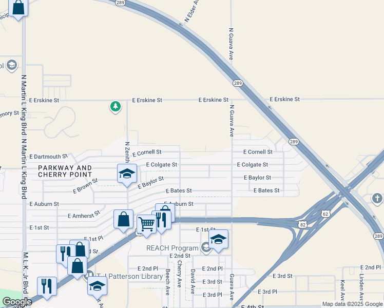 map of restaurants, bars, coffee shops, grocery stores, and more near 2903 East Colgate Street in Lubbock