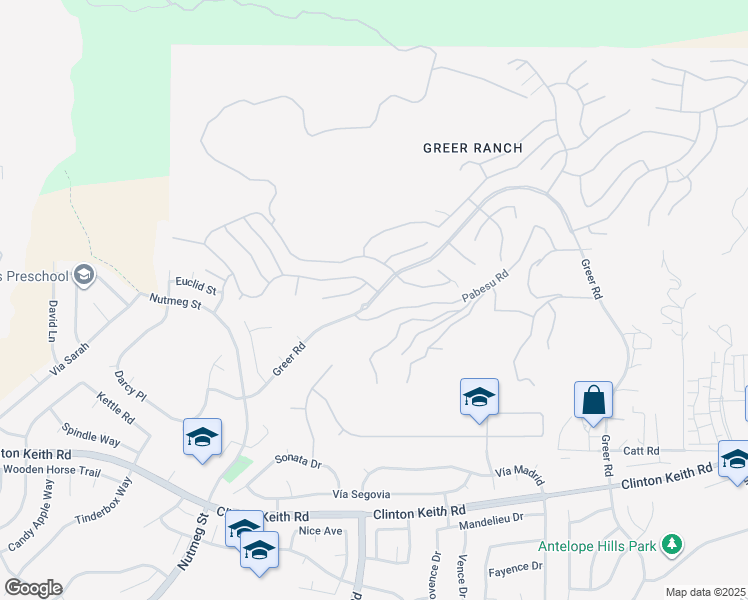 map of restaurants, bars, coffee shops, grocery stores, and more near Greer Road in Murrieta