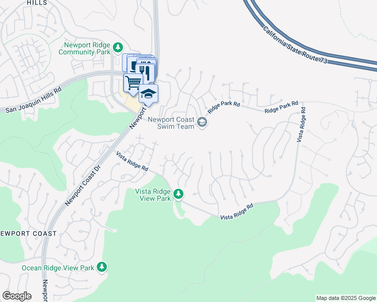 map of restaurants, bars, coffee shops, grocery stores, and more near 1 Lucania Drive in Newport Beach