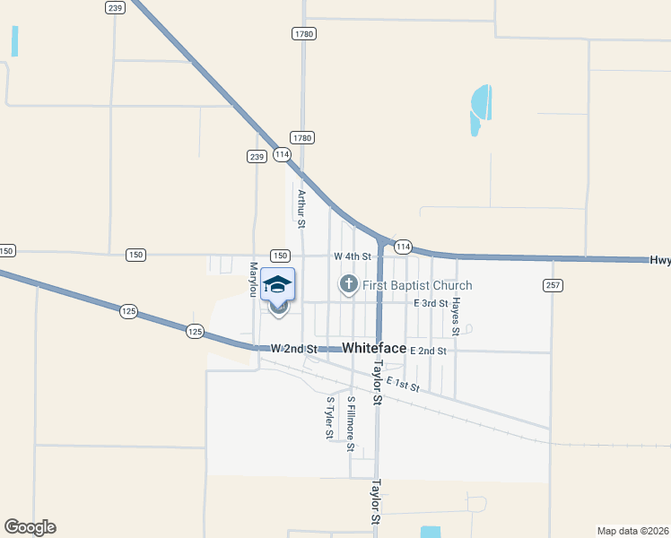 map of restaurants, bars, coffee shops, grocery stores, and more near 303-399 North Fillmore Street in Whiteface