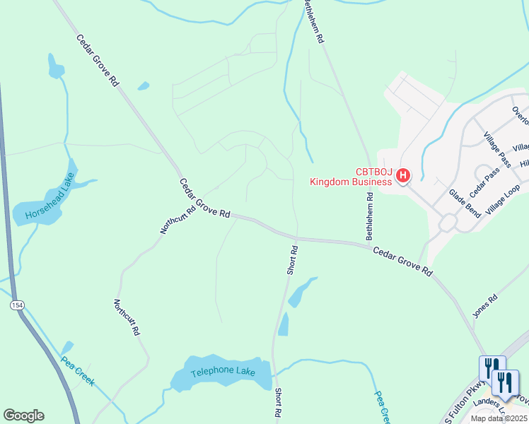 map of restaurants, bars, coffee shops, grocery stores, and more near 8201 Cedar Grove Road in Fairburn