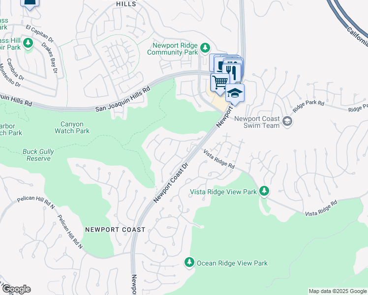 map of restaurants, bars, coffee shops, grocery stores, and more near 5 Torrey Pine Drive in Newport Beach