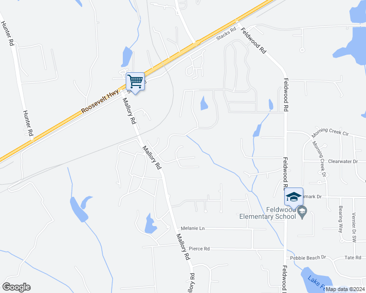 map of restaurants, bars, coffee shops, grocery stores, and more near 220 Marriott Drive in Atlanta
