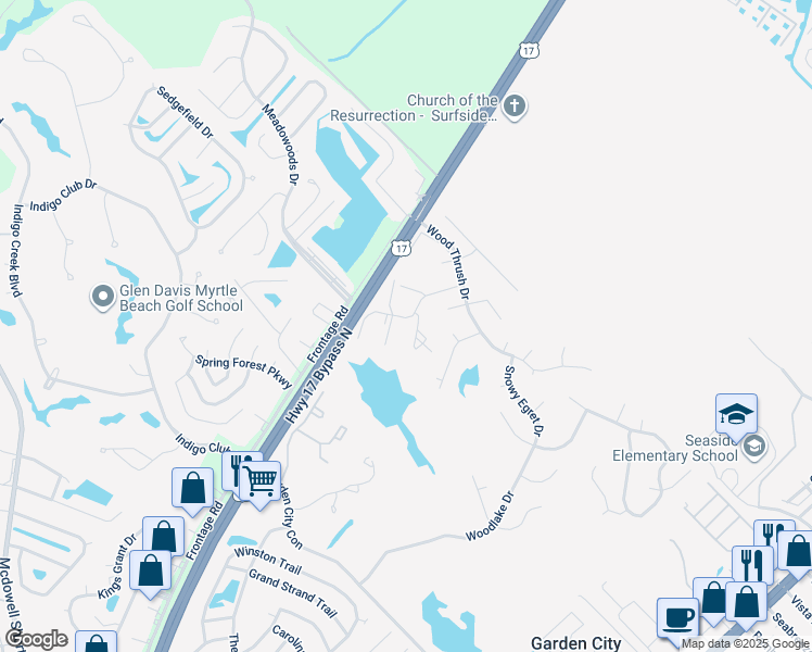 map of restaurants, bars, coffee shops, grocery stores, and more near 2303 Sweetwater Cove in Murrells Inlet