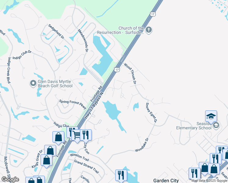map of restaurants, bars, coffee shops, grocery stores, and more near 2303 Sweetwater Cove in Murrells Inlet