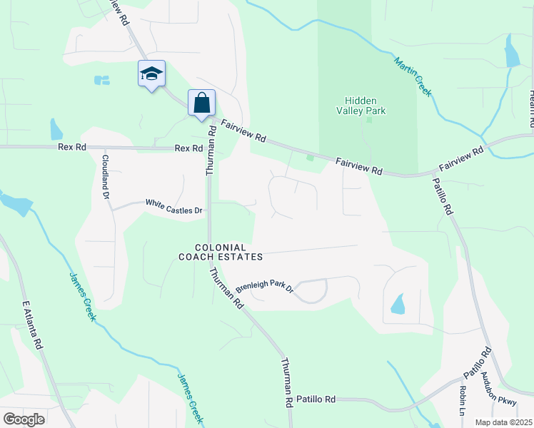 map of restaurants, bars, coffee shops, grocery stores, and more near 850 Thurman Road in Stockbridge