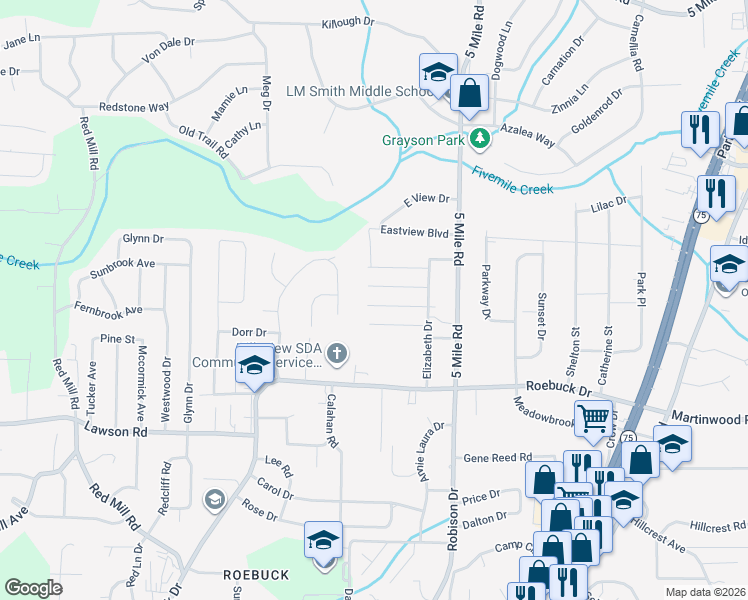 map of restaurants, bars, coffee shops, grocery stores, and more near 308 Mignon Avenue in Birmingham