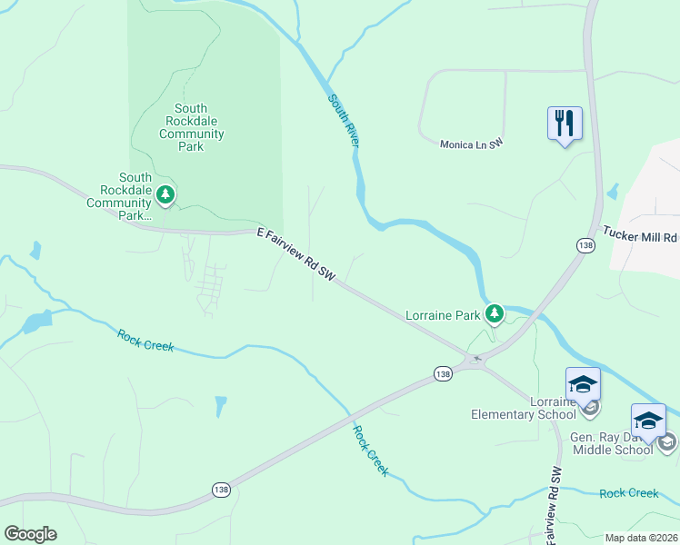 map of restaurants, bars, coffee shops, grocery stores, and more near 3699 East Fairview Road Southwest in Stockbridge