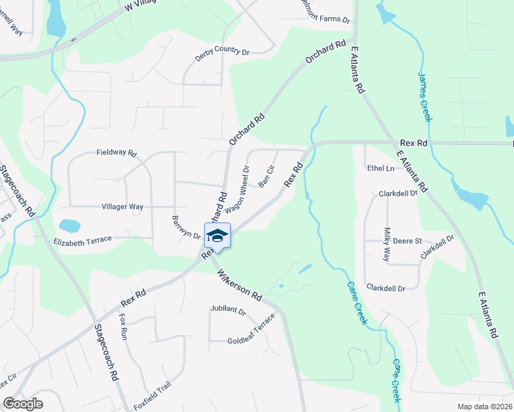 map of restaurants, bars, coffee shops, grocery stores, and more near 4355 Rex Road in Rex