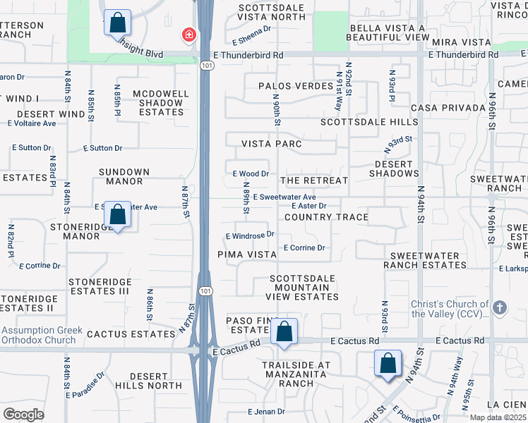map of restaurants, bars, coffee shops, grocery stores, and more near 8957 East Dahlia Drive in Scottsdale