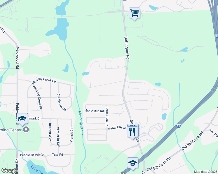 map of restaurants, bars, coffee shops, grocery stores, and more near 3450 Estes Drive in Atlanta