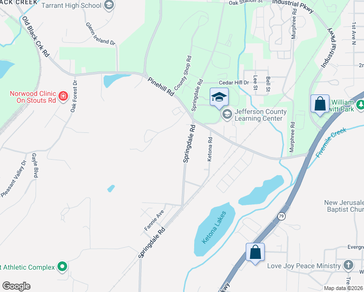 map of restaurants, bars, coffee shops, grocery stores, and more near 159 Springdale Road in Birmingham