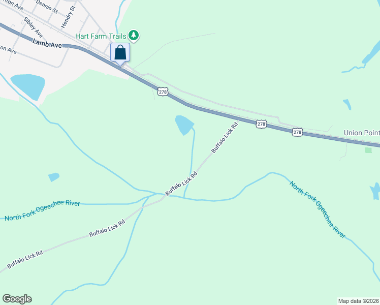 map of restaurants, bars, coffee shops, grocery stores, and more near 1201 Buffalo Lick Road in Union Point