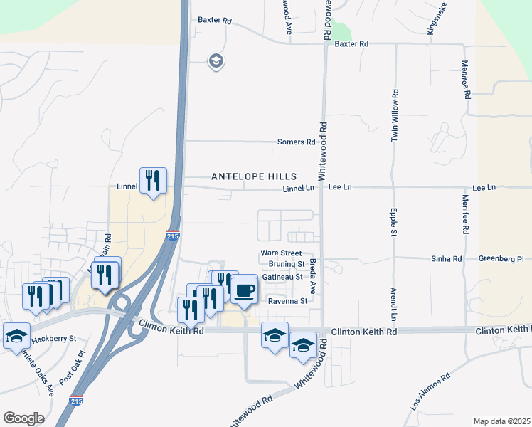 map of restaurants, bars, coffee shops, grocery stores, and more near 35698 Adrienne Street in Murrieta