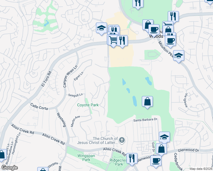 map of restaurants, bars, coffee shops, grocery stores, and more near 4016 Calle Sonora Este in Laguna Woods
